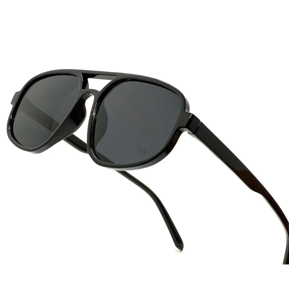 Mens Black Aviator Sunglasses Oversized Full Rim‎ Dark Lenses